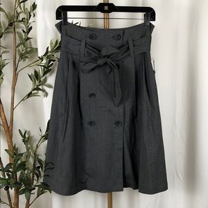 High-Waist Tie-Belt Button Detail A-Line Skirt Removable Tie Belt Sz 8 (B5)